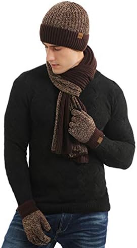 Alltops Boy Men Winter Beanie Hat Scarf Gloves Set Touch Screen Mittens