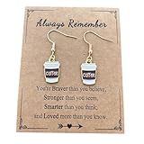 Coffee Dangle Earring Golden Plated Coffee Mug Dangle Earring for Women Colleague