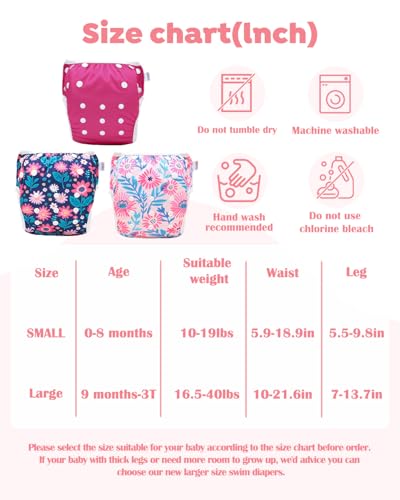 Image of ALVABABY Large Cloth Swim Diaper 3pcs Baby /Toddler /Infant Snap Reusable Adjustable Swimming Diaper Baby Boy and Girl 3ZSWY81