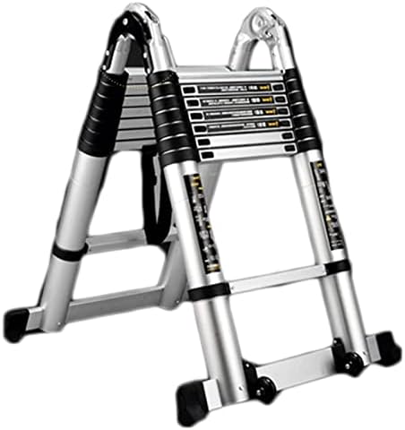 Telescoping Ladder 10ft/18ft A-Type Aluminum Telescopic Ladder Portable Collapsible Extension Ladder Multi-Purpose Non-Slip Steps for Home Rv Loft Max Load 150kg/330lb
