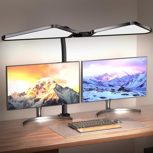 Image of AILBTON Ultra-Large Gooseneck Desk Lamp with Clamp| Dual-Source Super Bright LED Study Light with Flexible Arms, 5 Brightness & 4 Color Modes for Home Office /Reading