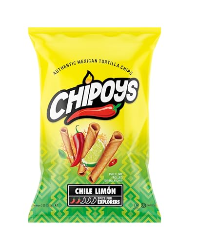 Chipoys Chile Limón Spicy Jalapeño Rolled Corn Tortilla Chips, Gluten-Free, No Trans Fat, High Protein, Low-Calorie Flavorful Mexican Snacks, Made of Premium Crunchy Maiz Chips with Natural Ingredients