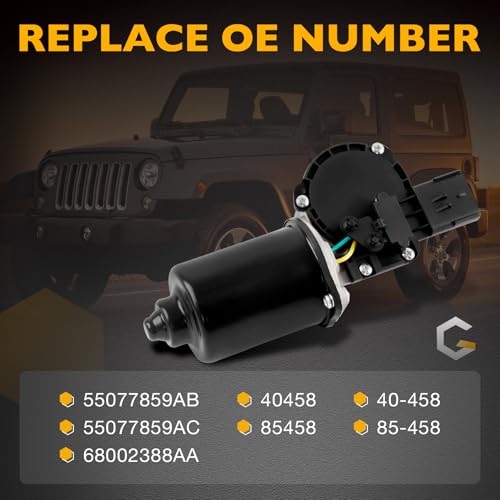 Image of Front Windshield Wiper Motor Compatible with Jeep Wrangler Sport Utility 2007-2017, 2018 Wrangler JK, 5-Pin Plug, Wiper Motor Replace# 40458 55077859AB