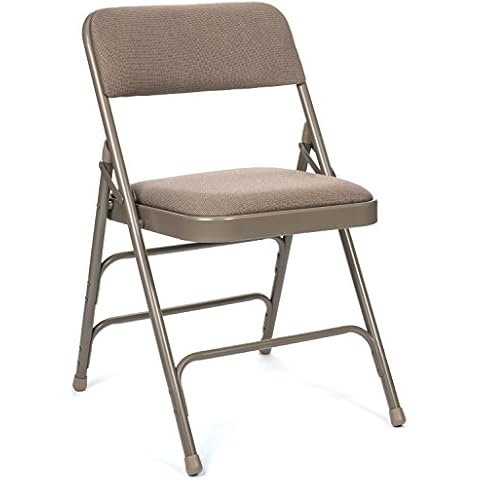 XL Series Commercial Fabric Padded Folding Chair, Triple Cross Bracing, Quad Hinging, 300 lb Tested, 4 Pack (Beige) Cover