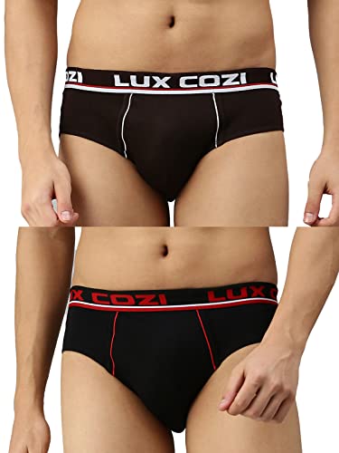 Image of Lux Cozi Bigshot Men's Pack of 2 Black & Brown Cotton Brief (Size : 100cm)