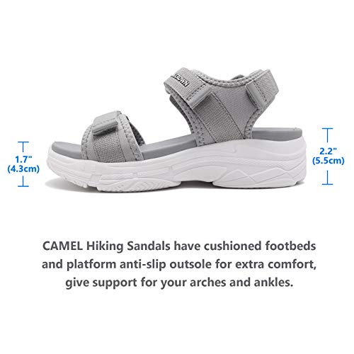 Camel Women's Athletic Sandals Comfortable Outdoor Walking Waterproof Lightweight Girls' Platform Shoes For Water, Hiking, Sports, Beach, Swim, Travel (6, Light Grey, Numeric_6) #TOP5
