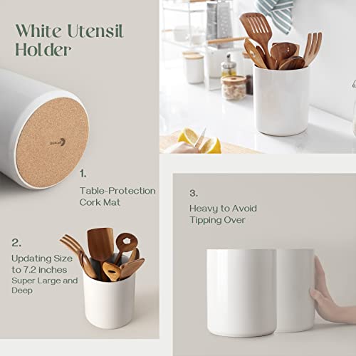 Dowan Utensil Holder, Large Utensil Holder For Kitchen Counter (H7.2” X W6.2”), Ceramic Cooking Utensil Crock, Anti-Scratches And Stable, Spoon Holder For Kitchen Decor #TOP6