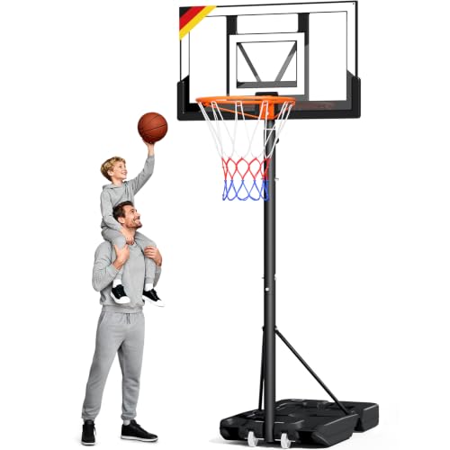 Basketballkorb Outdoor,Basketball Korb 100-305cm Höhenverstellbar,Basketballkörbe mit Ständer, Bruchsichere Rückwand, 2 Wetterfest Netz… – Ansicht 1
