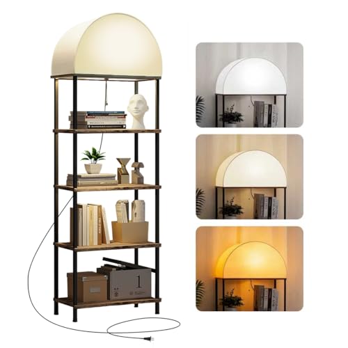 RINBOU Lighted Arched Bookshelf, 4 Tier Arch Bookcase with Lights,
