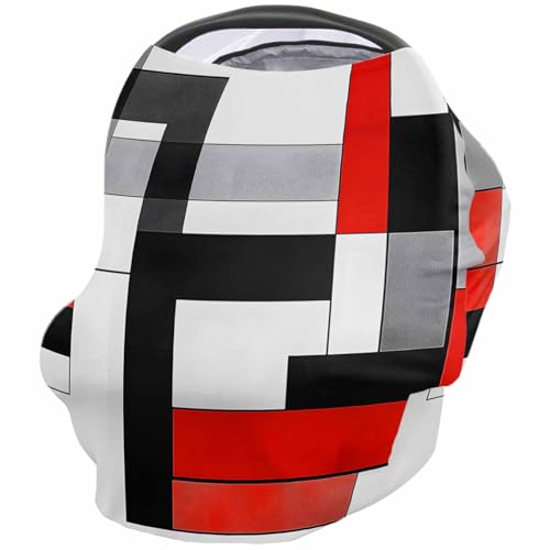 Red Black White Geometric Nursing Cover for Breastfeeding Scarf, Abstract Modern Art Baby Car Covers Super Soft Multi Use for Canopy Shopping Cart Cover Blanket Stroller Cover
