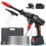 Cordless Power Pressure Washer, 1000PSI Brushless Battery Powered Pressure Washer Handheld,4.0AH Rechargeable 3 Modes Portable Cordless Power Washer for Car Patio Pets
