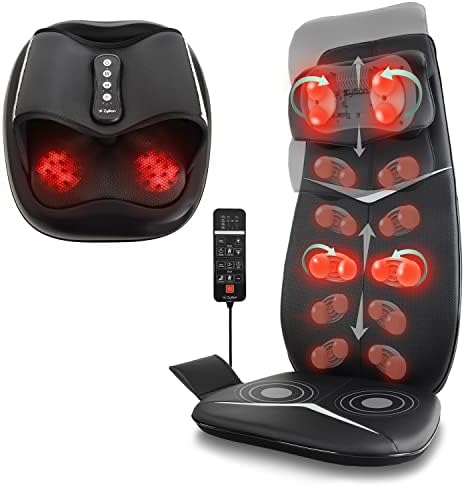 Zyllion ZMA-33 Shiatsu Massage Cushion and ZMA-31 Shiatsu Foot Massager with Heat Bundle (Black)