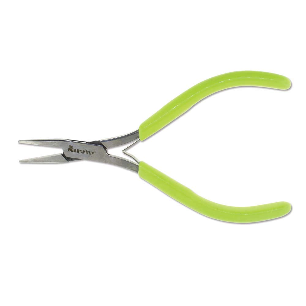 The Beadsmith Green Micro-Fine Mini Chain Nose Pliers With Springs 125Mm/5