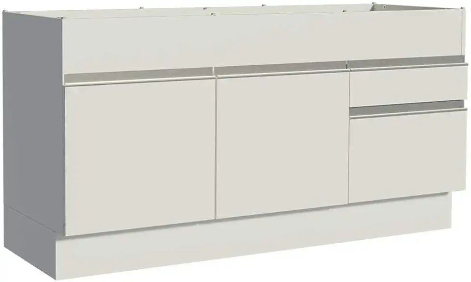 Madesa Balcão de Pia Glamy 150 cm 2 Portas e 2 Gavetas Branco para Cozinha sem Tampo e Pia - MDP