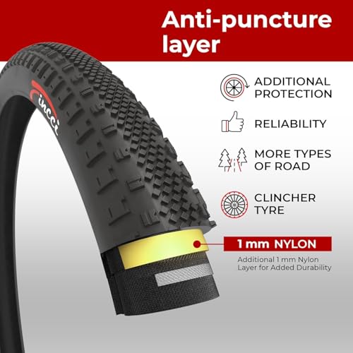 Fincci Gravel 700x38c Bike Tire with 700c Bike Tube –