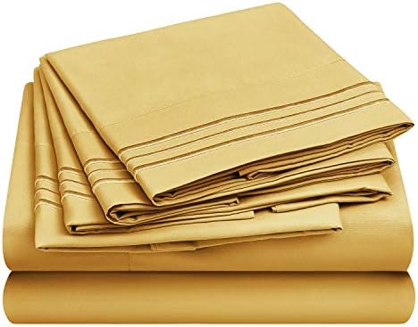 HOMEIDEAS 6 Piece Bed Sheets Set Extra Soft Brushed Microfiber 1800 Bedding Sheets Deep Pocket, Wrinkle & Fade Free (Double,Deep Gray)