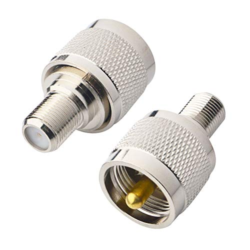 BOOBRIE Adaptateur UHF à F Connecteur F Femelle à UHF Mâle PL259 Connecteur Coaxial Adaptateur pour Antenne TV Périphérique LAN sans Fil Radio Wi-FI Antenne Externe SO239 Paquet de 2 Cover