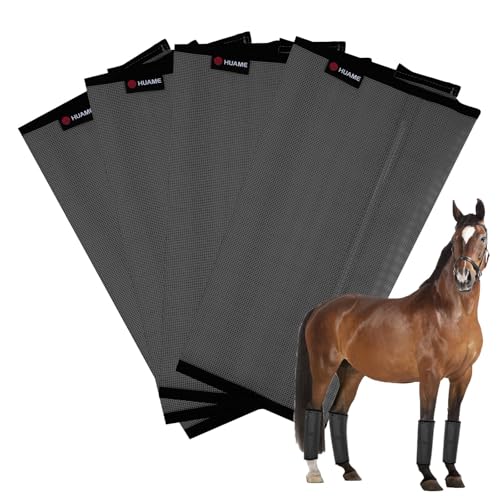 Image of Horse Fly Boots, Breathable Mesh Protection Set of 4, Comfortable Horse Leggings, Breathable Mesh Design, Equine Supplies for Reduce Stomping, Hoof Damage & Leg Fatigue (Grey, Medium)