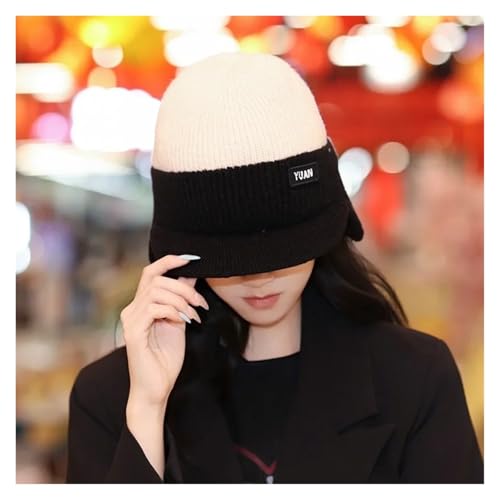 Gorro térmico grueso de punto con solapas para orejas y estilo bicolor invernal 2