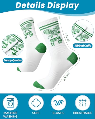 Shihanee 9 Pcs Tennis Sweatbands Set for Men Women Sports Striped Headband and Wristbands Athletic Socks for Tennis Lover Gear Accessories4