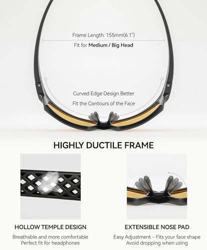 Image of PC Gaming Blue Light Blocking Glasses for men women Gamer, Computer Amber Glasses for Big Face, Improve Sleep
