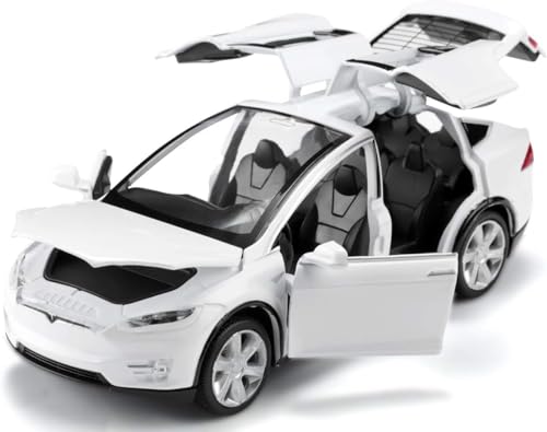 Image of Invite Enterprise Exclusive Alloy Metal Pull Back Die-cast Car 1:32 Tesla X90 Diecast Metal Pullback Toy car with Openable 6 Doors, Light Music Boys Gifts Toys(1:32 Tesla X90 - White)