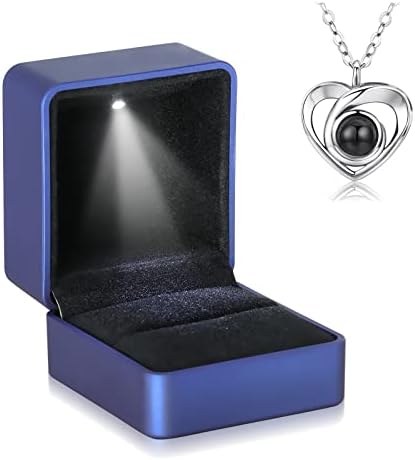 VHIONER Personalised Photo Projection Necklace, 925 Silver Custom Name I Love You 100 Languages Pendant Friendship Birthday Anniversary MemorialJewelry Gifts Women Girls