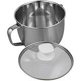 GARVALON Stainless Steel Grease Filtering Pot with Lid Kitchen Oil Separator Strainer for Soup and Cooking