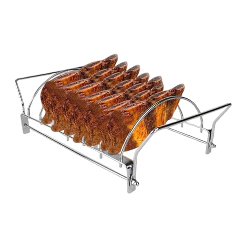 Estante para costillas de barbacoa, de acero inoxidable, soporte para asar de grado alimenticio, accesorio plegable para baquetas de ala, preparación de baquetas, asar, cerdo, cocinar carne de res