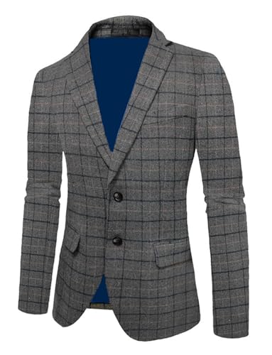 Blazer de costume à carreaux pour hommes veste de smoking à bouton simple