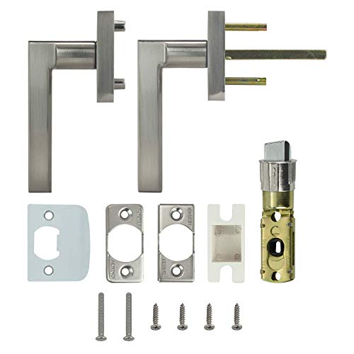 Image of Nuk3y Hulk Series Lever Door Handle Slim Square Modern Contemporary Lever Set (Passage, Satin Nickel)
