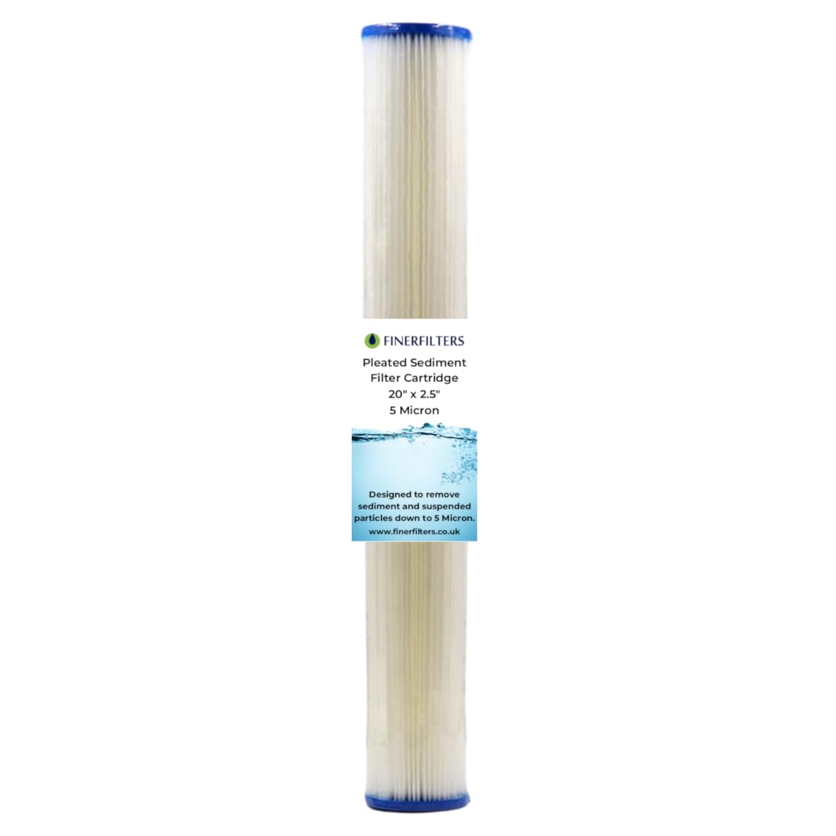 20" Standard Pleated Sediment Water Filter | 5 Micron, 20" x 2.5" | Washable Filter to Extend Lifespan, Fits 20" Standard Housings (1 Pack)