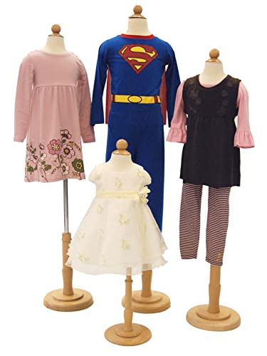 Children's Body Dress Form Kids Mannequin Set (Group of 4) - 6 Month Old, 1-2 Year Old, 3-4 Year Old, and 6-8 Year Old (3/4 Body)
