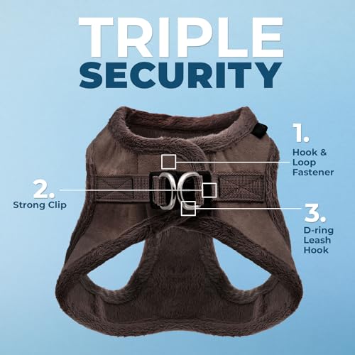 Voyager Step-In Plüsch-Hundegeschirr by Best Pet Supplies - Step-In-Westengeschirr für kleine und mittelgroße Hunde, Weicher Plüsch, Schokolader, Size XS - Brust 33-37 cm