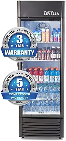 PremiumLevella PRF1557DX Single Glass Door Merchandiser Refrigerator -Beverage Display Cooler-15.5 cu ft-Black