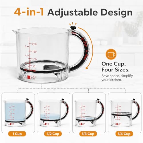 Vaso medidor ajustable 4 en 1 de acero inoxidable miniatura 3