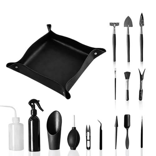 Set di attrezzi per bonsai, 16 pezzi, strumenti per piante grasse con tappetino per il rinvaso, sollevatore di piantine e accessori per piante, mini attrezzi da giardino, applicabili a piante grasse