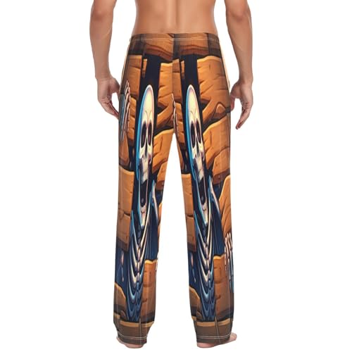 Qilmy Spooky Skeleton Men's Cotton Pajama Pants, Lightweight Lounge Sleepwear with Drawstring and Pocket3