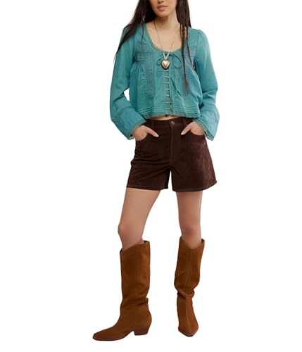 Free People Womens Tippi Vegan Suede Shorts Chicory Coffee 27 3