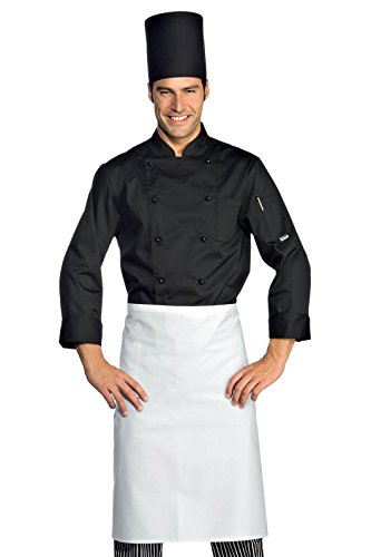 Manica: Manica Lunga Isacco Giacca Cuoco Classica Nero, Nero, M, 65% Poliestere 35% Cotone, Manica Lunga, Bottoni antipanico - Tessuto 125 gr/m²