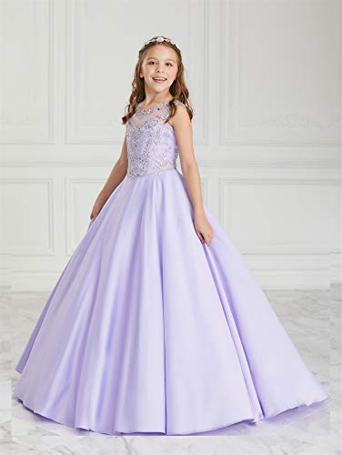 Junguan Girl's Crystal Beading Pageant Dress Princess Wedding Party Birthday Ball Gown2
