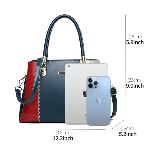 Women Purses and Handbags Top Handle Satchel Shoulder Bags Messenger Tote Bag for Ladies (L-Blue) - Thumbnail 5