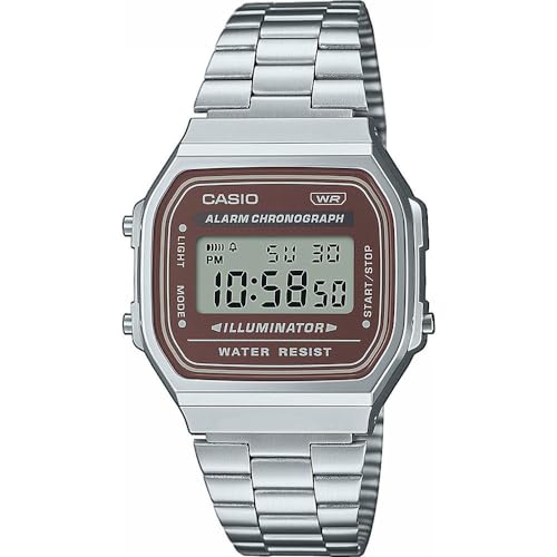 CASIO VINTAGE CASIO Montre numérique Unisexe à Quartz avec Bracelet en Acier Inoxydable A168WA-5AYES, Argent