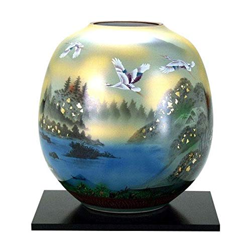 Amazon.co.jp: 九谷焼 勇峰作 8号花瓶 金箔鶴山水 N175-02 : ホーム