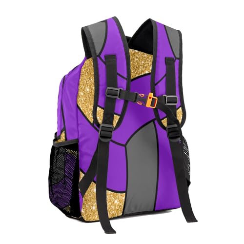 Gold Purple Volleyball School Backpack Waterproof Shoulder Bag for Sport Training Competition Gift2