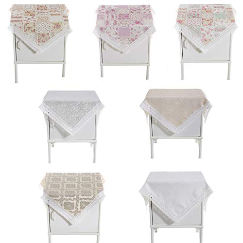 Bettop Square Tablecloth,Nightstand Tablecloth,Side Table Cover,Table Cloth For Bedside Table/ Nightstand/Night Table/Tea Table/End Table/Dressers,Table Dustcover Doilies For Furniture (White) #TOP6