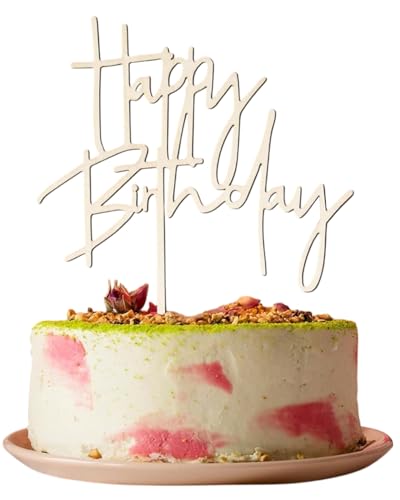 TPZORJX Decoración Tartas para Fiesta de Cumpleaños, 1 Pieza Topper de Tartas Feliz Cumpleaños, Adorno Madera Decoración Fiesta Cumpleaños para Cupcakes Pastel Tartas