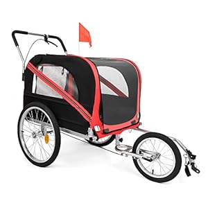 LUCKYERMORE-2-in-1-Dog-Bike-Trailer-Large-Pet-Stroller-Bicycle-Cart-and-Jogger-Wagon-Cargo-Carrier-for-Travel-with-Mesh-Skylight-Stroller-for-a-Variety-of-Roads Large Dog Bike Trailer