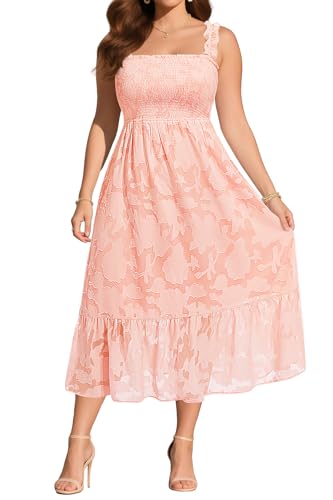 Image of Plus Size Summer Dress - Sun Boho Beach Casual Floral Spaghetti Strap Sleeveless Long Maxi Dresses