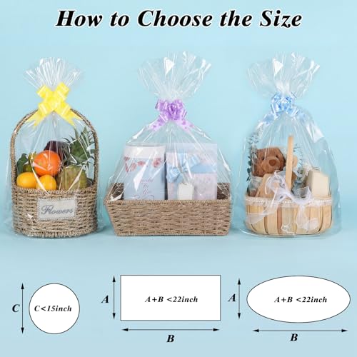 Image of woric 20PCS Clear Cellophane Gift Bags for Gift Baskets 24x30 Inch